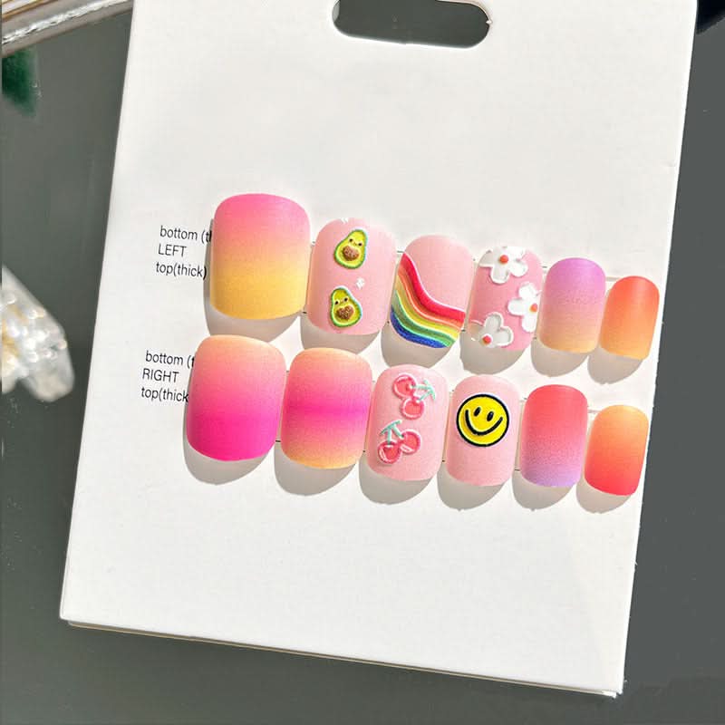 Wearable Embossed Short Bride Nail Art – Finished 3D False Nail Stickers