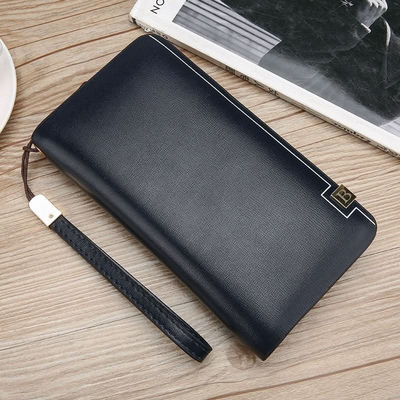 Men's PU Leather Business Clutch – Long Wallet with Single Pull
