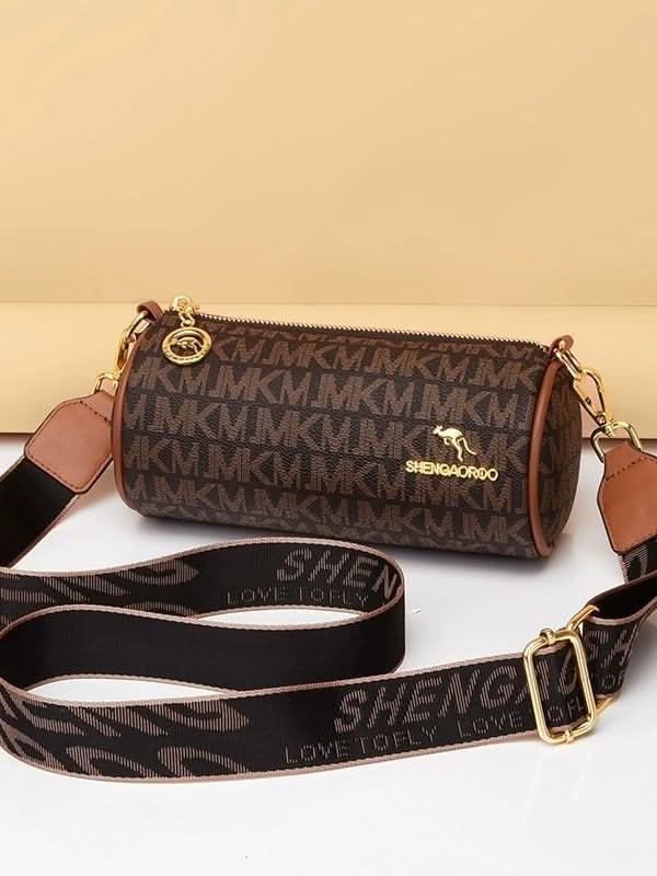 Women's Retro PU Leather Plaid Crossbody Bag – Chic Cylindrical Shoulder Bag