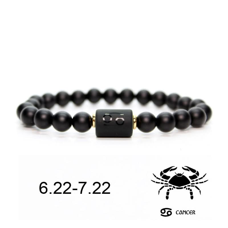12 Constellations Black Agate Bracelet – Unisex Zodiac Bracelet