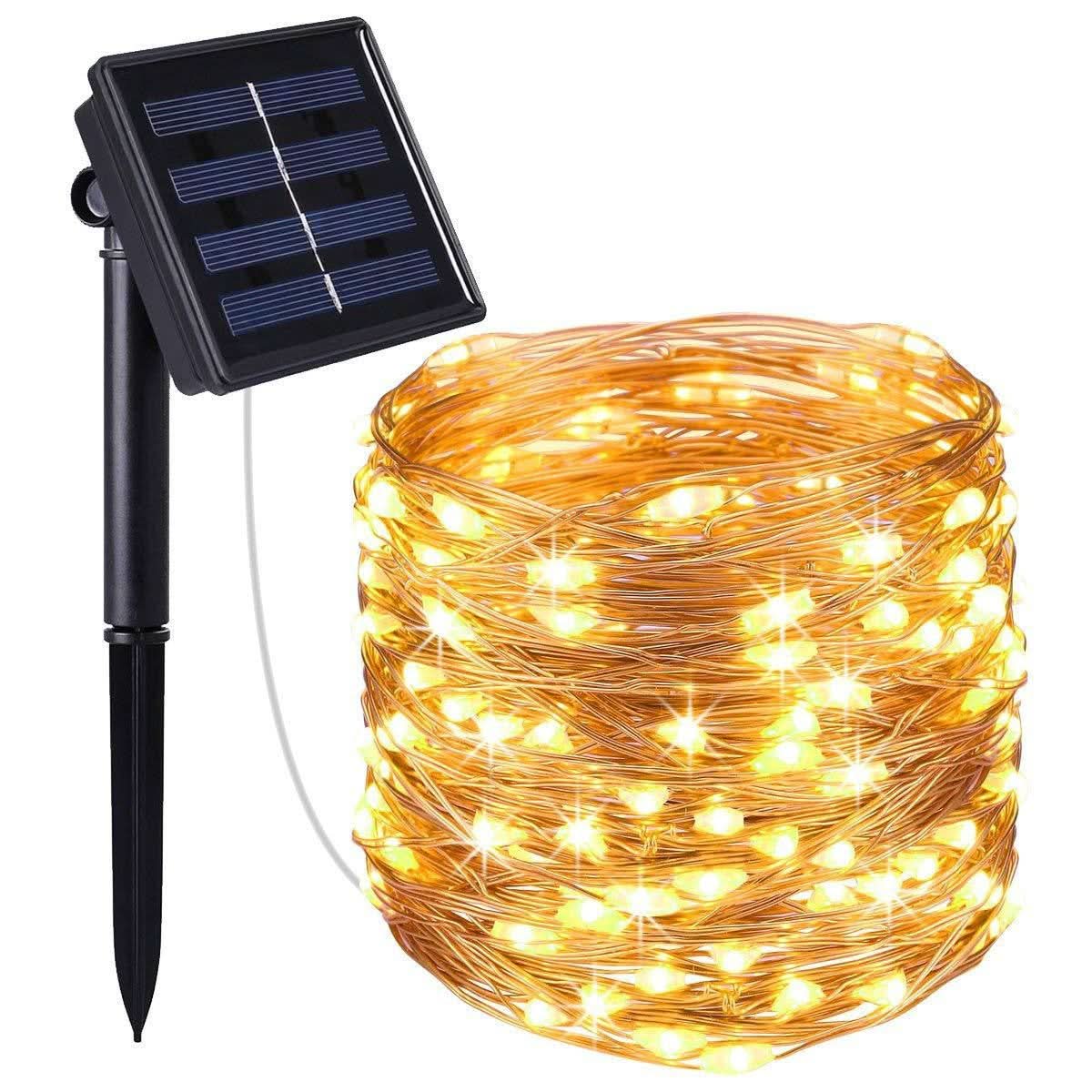 Solar LED String Lights, Waterproof Copper Wire