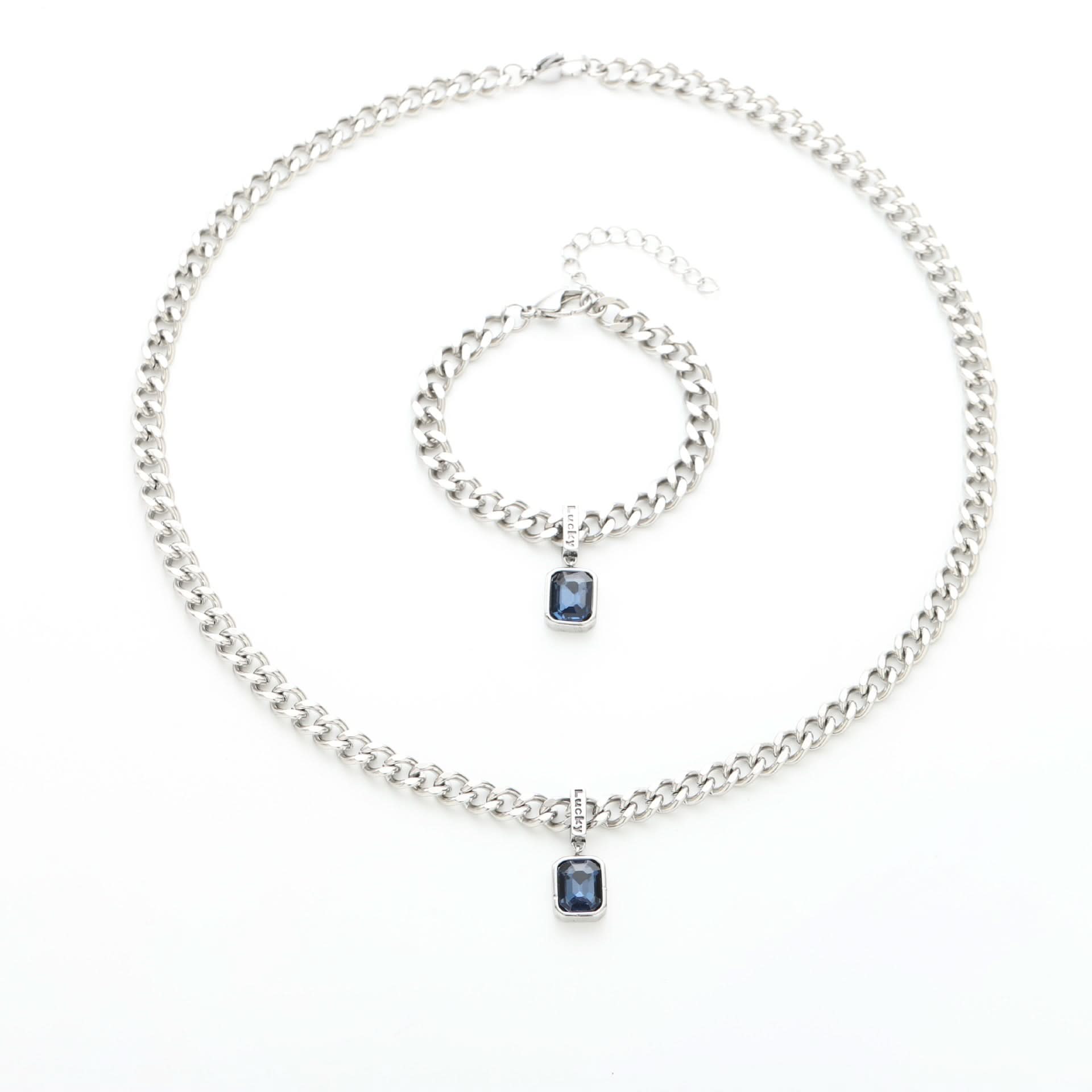 Men’s Trendy Light Luxury Necklace – Colored Zircon Pendant