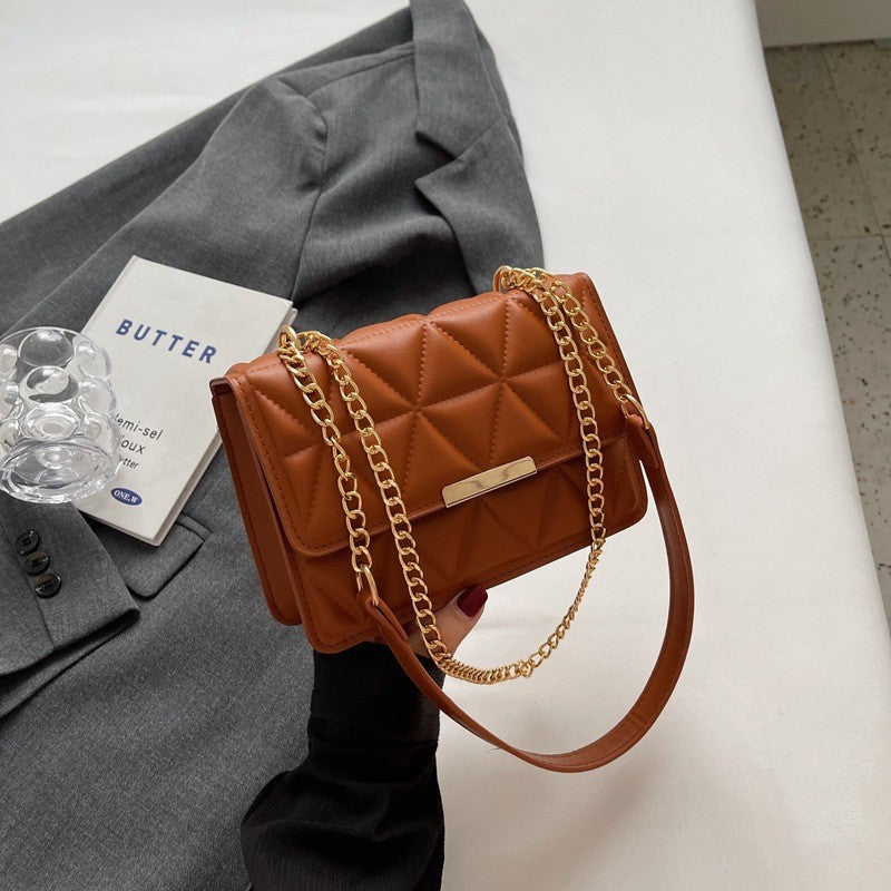 Quilted Chain Shoulder Bag for Women – Trendy Small Square Crossbody