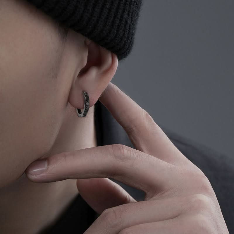 Men's Roman Numeral Earrings – Geometric Studs, Simple & Trendy Design