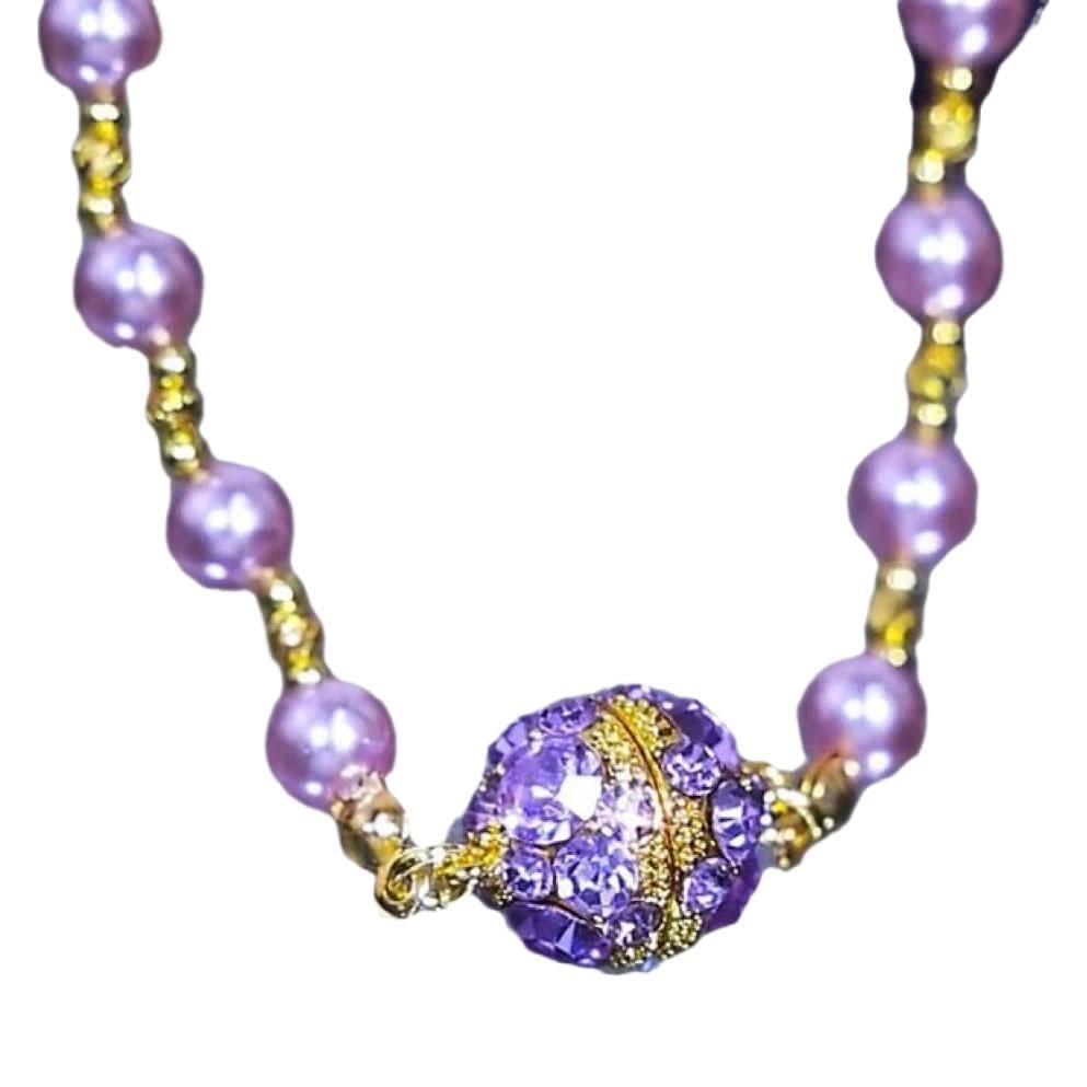 Diamond-Studded Purple Magnetic Clavicle Chain for Women