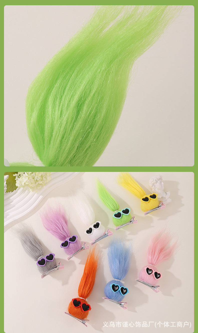 Plush Cute Doll Hair Clips – Handmade Dopamine Duckbill Clips for Girls (Pack of 8)