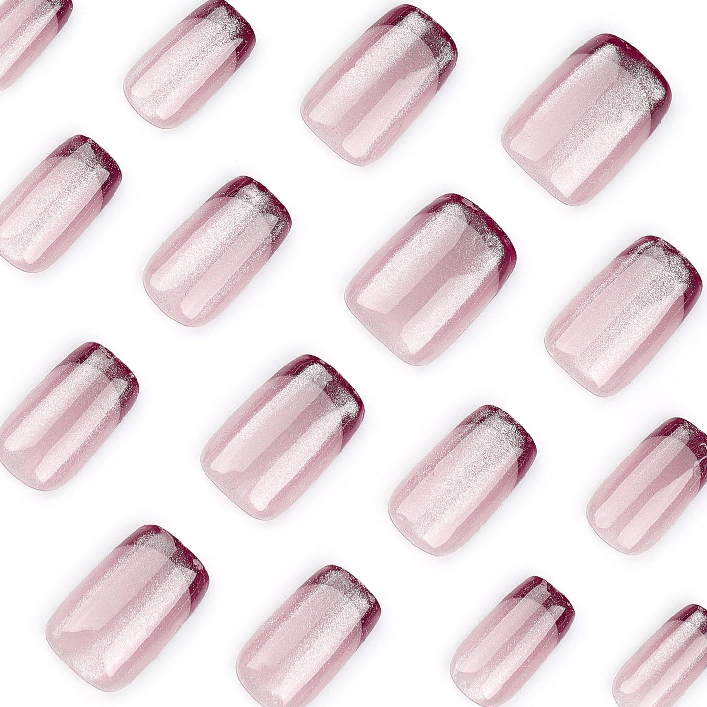 Nude Burgundy French Tip Press-On Nails – Wearable Coffin Acrylic False Nails