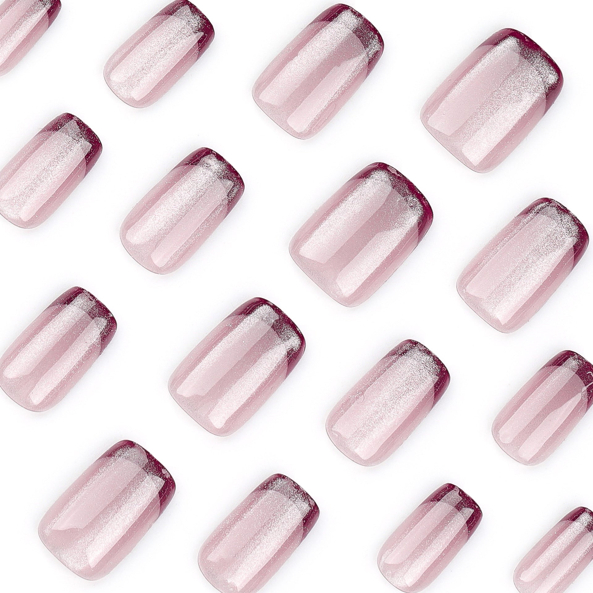 Nude Burgundy French Tip Press-On Nails – Wearable Coffin Acrylic False Nails