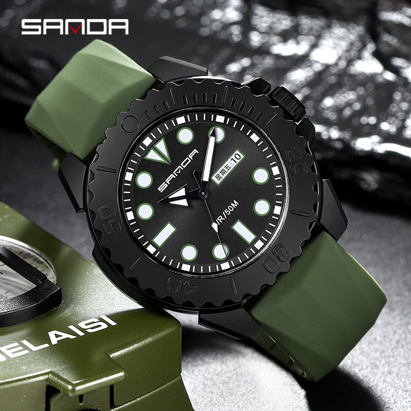 Sanda Digital Sports Watch for Men – Waterproof Silicone Outdoor Electronic Watch