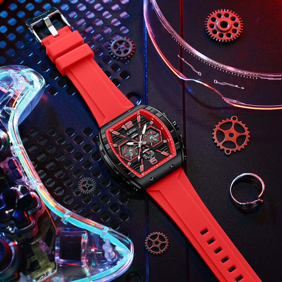 Men’s Barrel-Shaped Sports Watch – Luminous Hands, Calendar Display