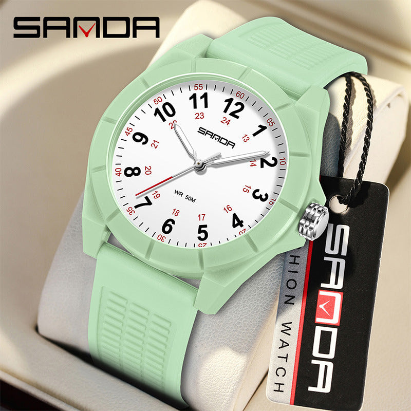 Sanda Luminous Student Quartz Watch – Waterproof Casual Kids Wristwatch