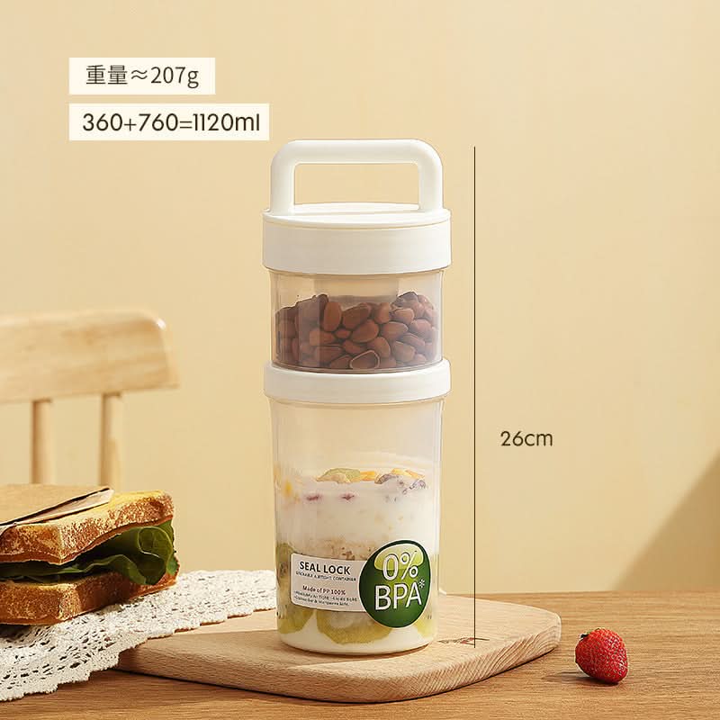 Portable Yogurt & Snack Double-Layer Oatmeal & Salad Cup - 920-1120ml