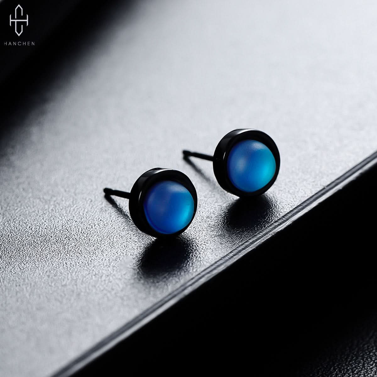 Men’s Cat’s Eye Stone Earrings – Minimalist Round Alloy Studs
