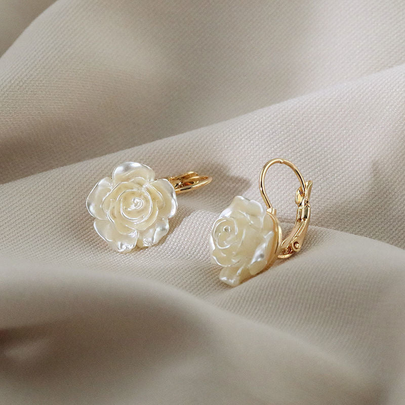 Camellia Flower Earrings for Women – Korean Style Light Luxury Jewelry