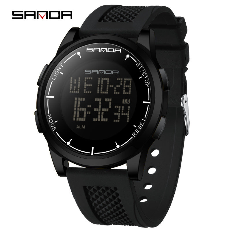 Sanda Large Screen Digital Watch – Waterproof Luminous Student Electronic Watch