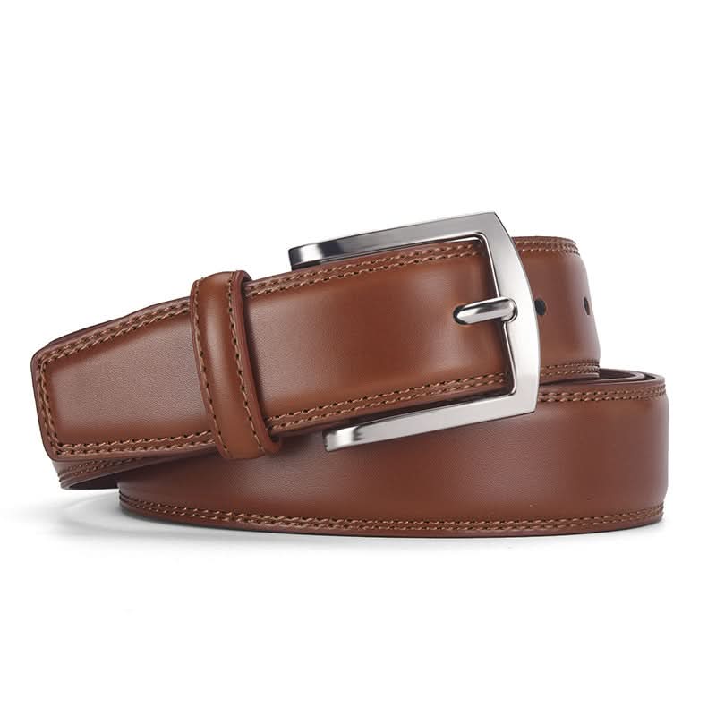 Men's Leather Belt with Pin Buckle
