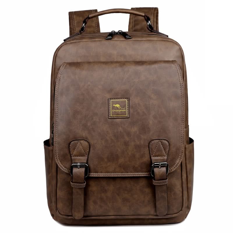 Men’s Large-Capacity PU Leather Backpack – Stylish School & Sports Bag