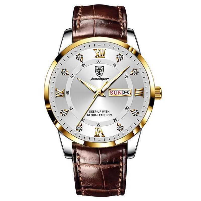 Men’s Waterproof Leather Strap Quartz Watch