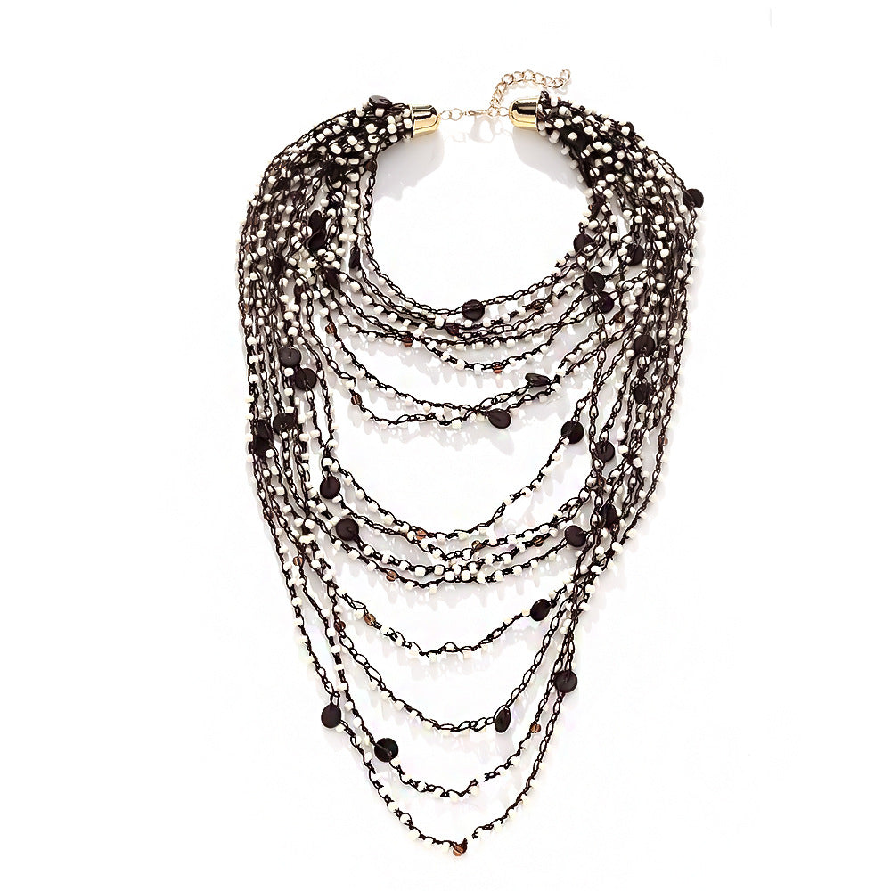 Bohemian Multi-Layer Beaded Necklace – Handmade Statement Jewelry for Women
