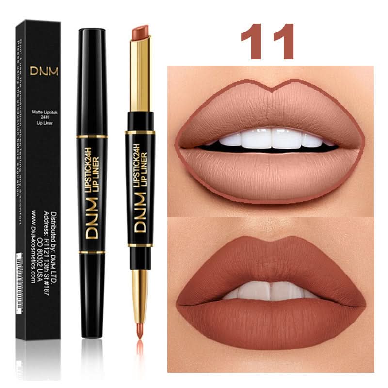 DNM 2-in-1 Matte Lipstick & Lip Liner – Long-Lasting, Non-Stick, High-Pigment Color