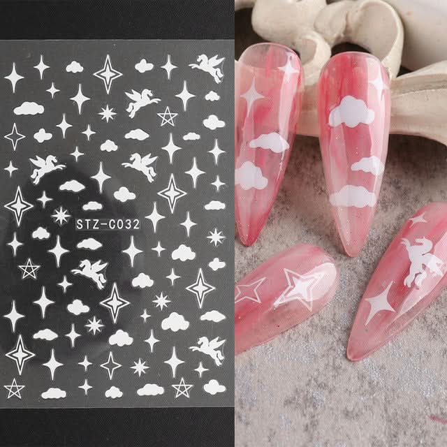 Rose Gold & Silver 3D Nail Stickers – Half-Moon Totem Design