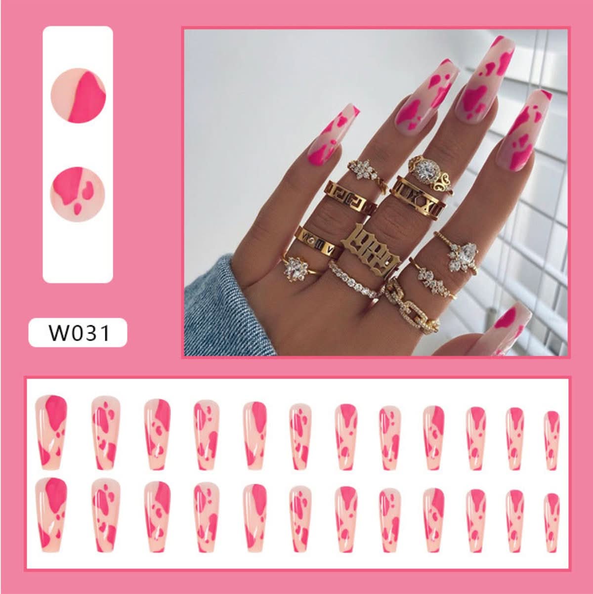 Long Ballet Nail Art Tips –  Press-On Nails (24 Pieces)