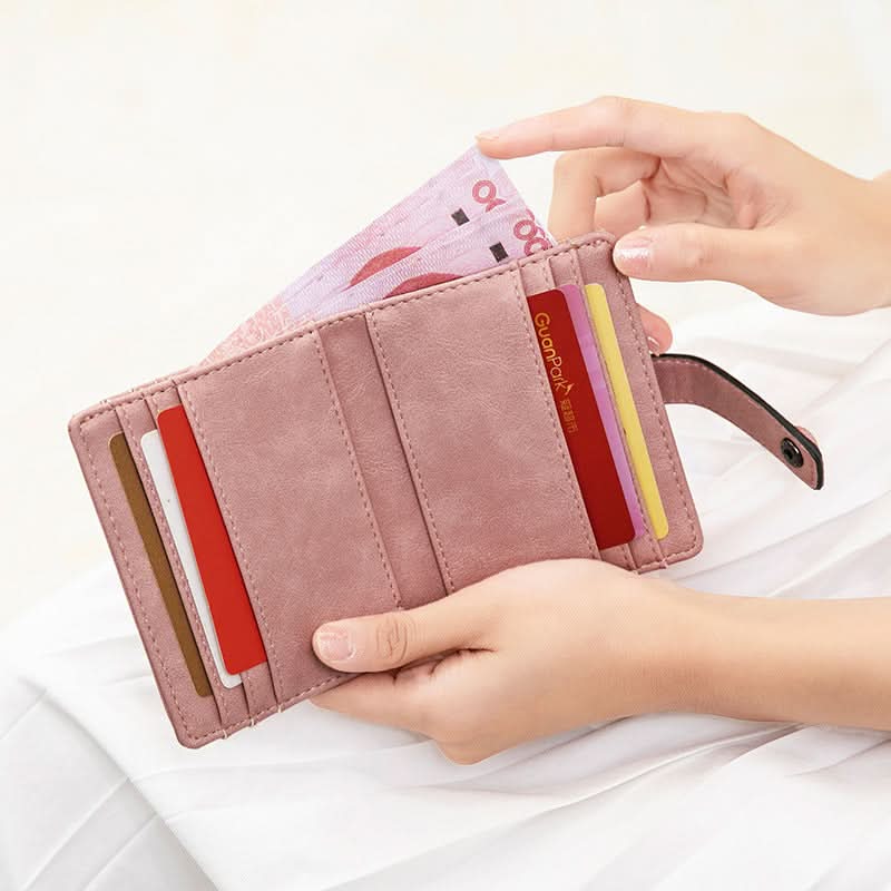 Women's PU Leather Card Holder – Multi-Slot Short Wallet
