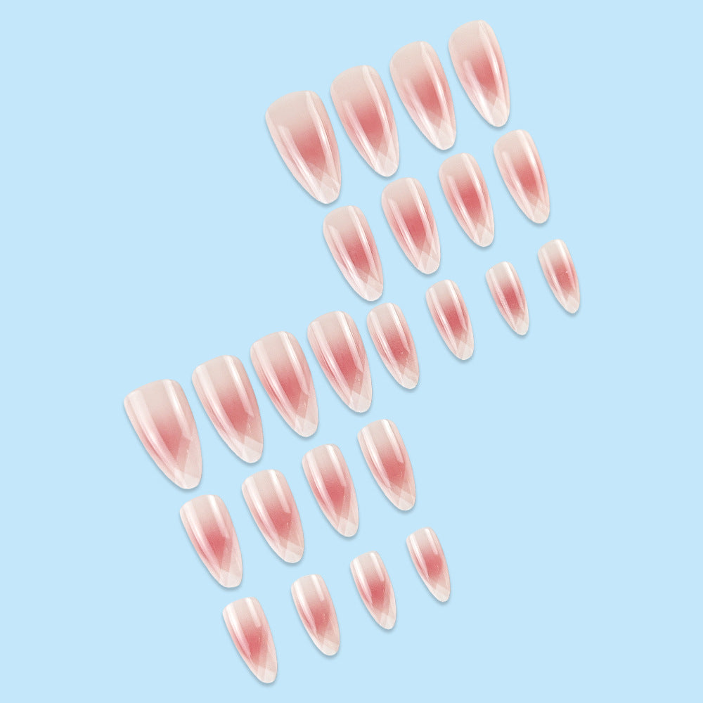 Pink and White Gradient Press-On Nails – Long Stiletto French Tip Acrylic Nail Set