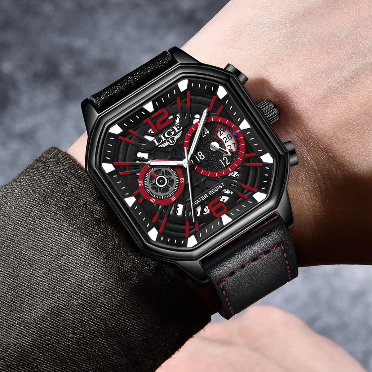 Octagonal Sports Watch for Men – Multi-Function Quartz Watch