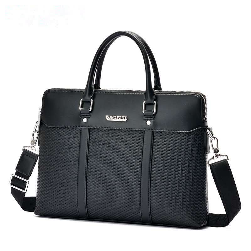 Men’s PU Leather Business Messenger Bag – 15” Laptop Briefcase with Double Zipper