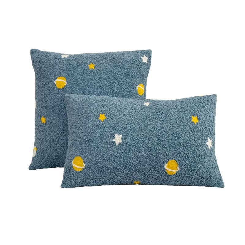 Teddy Velvet Embroidered Pillowcase - Modern Plush Cushion Cover