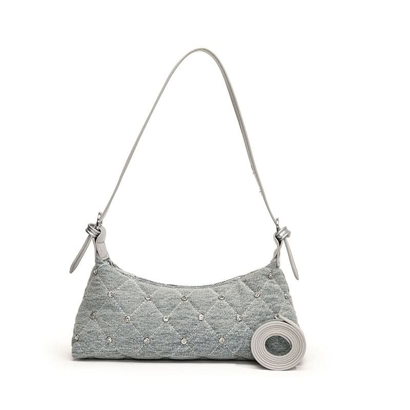 Women’s Blue Baguette Shoulder Bag – Urban Chic Underarm Crossbody