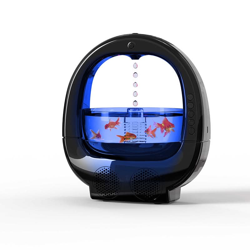Anti-Gravity Humidifier with Bluetooth Speaker & LED Fish Tank – USB-Powered