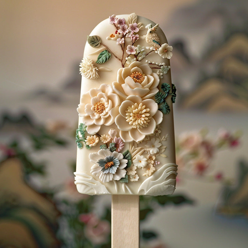 Floral Silicone Ice Cream Mold – Food-Grade DIY Popsicle Maker for Creative Desserts