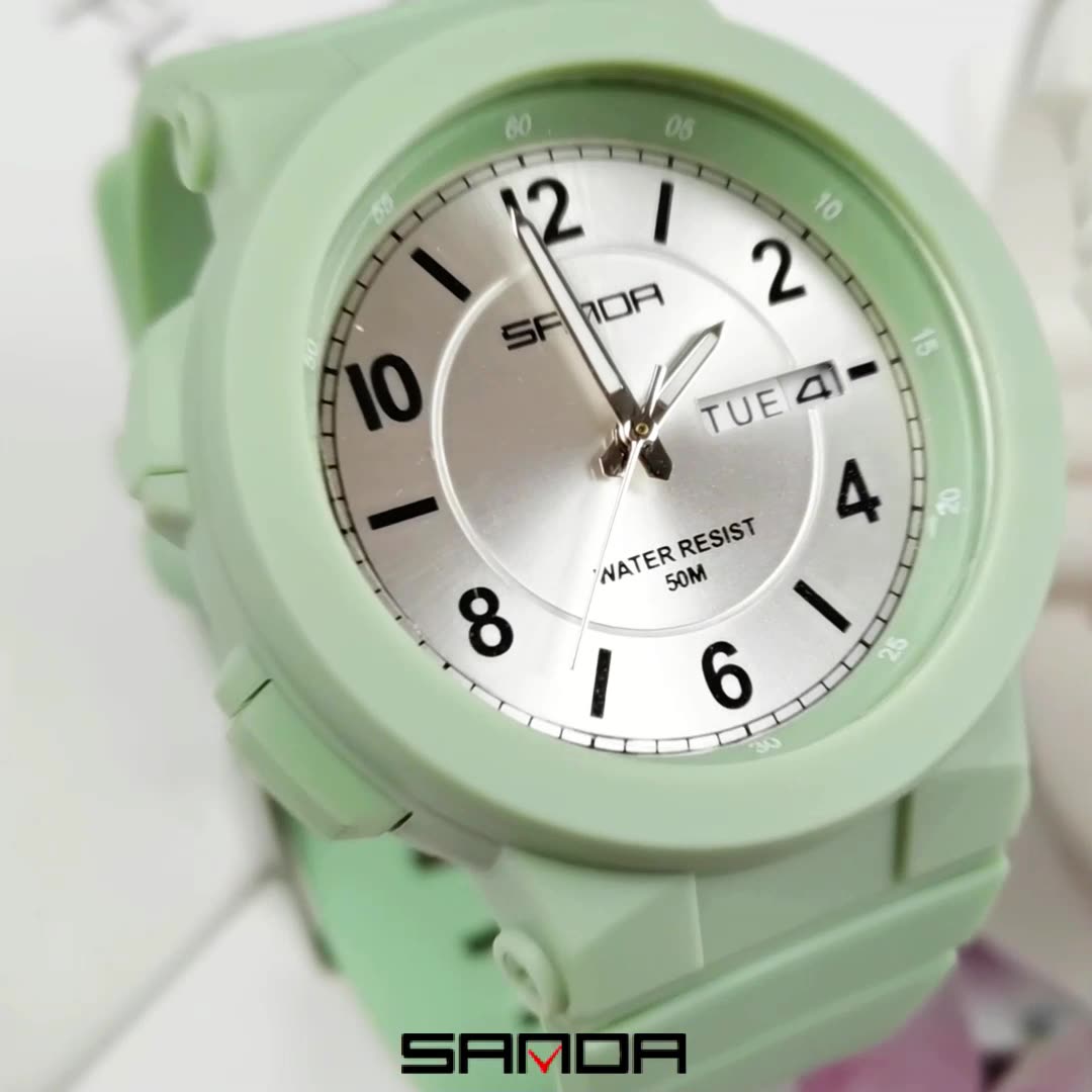 Sanda Dual Calendar Quartz Watch – Waterproof Student Watch with Analog Display