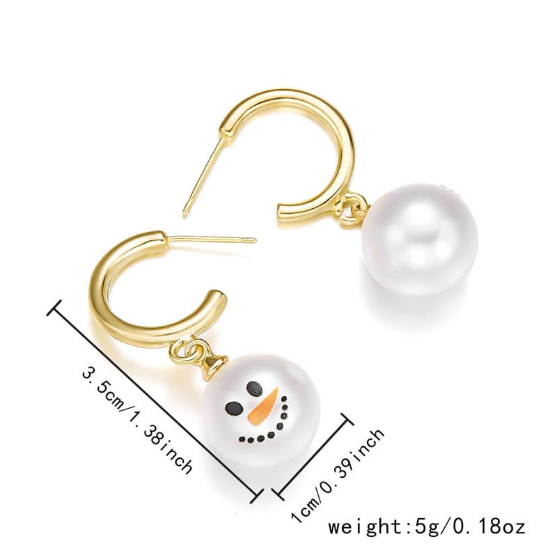 Christmas Snowflake Pearl Earrings for Women