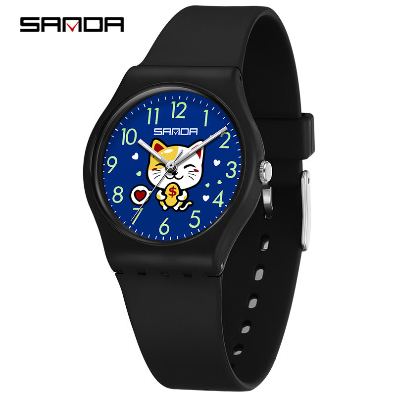 Sanda Kids Cartoon Watch – Waterproof Luminous Quartz Watch for Boys and Girls