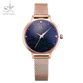 SK Starry Sky Women’s Quartz Watch – Fashion Waterproof Wristwatch with Mesh Strap
