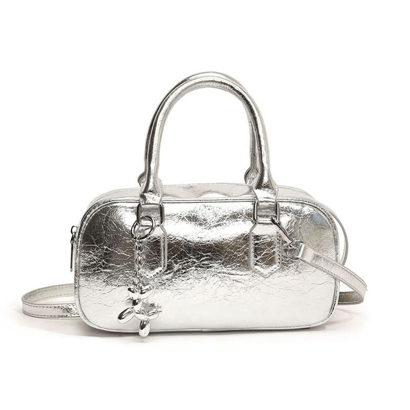 Women’s Shiny Bowling Shoulder Bag – Small Crossbody Handbag