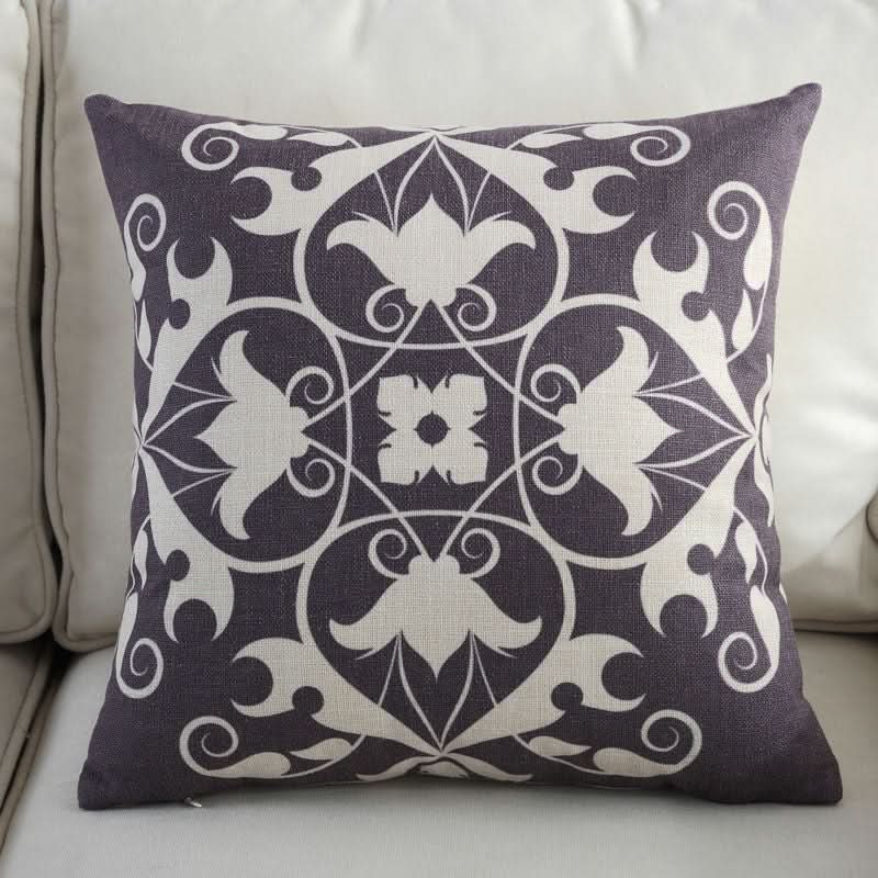 1 pc Mediterranean Sofa Cushion – Blue Square Pattern, Jacquard Cotton & Linenow