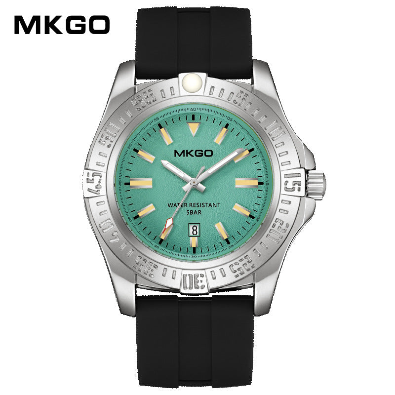 MKGO Men’s Quartz Watch with Calendar – Waterproof Silicone Strap Sport Timepiece