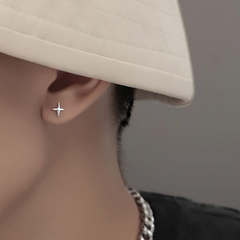 Men’s Cross Star Stud Earrings – Minimalist Jewelry