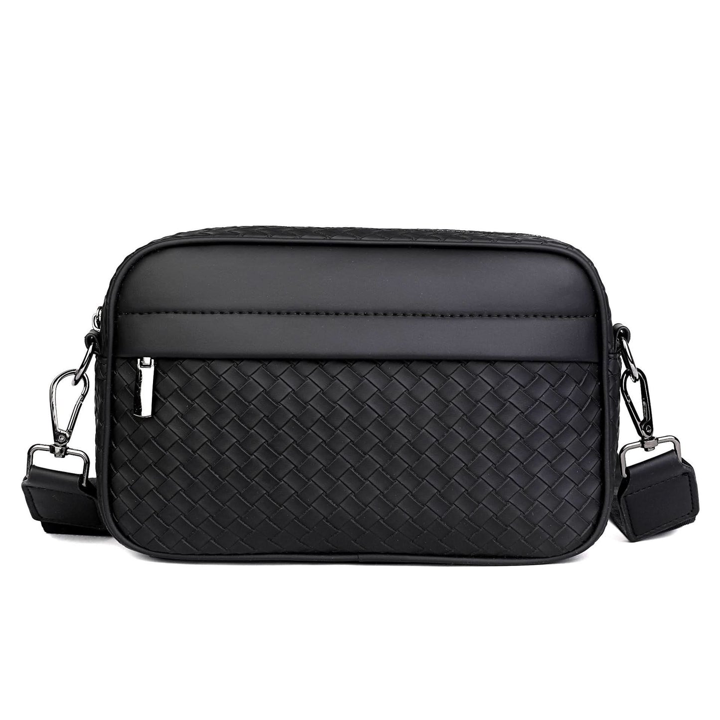 Men’s Trendy PU Plaid Crossbody Bag – Korean Style Small Messenger