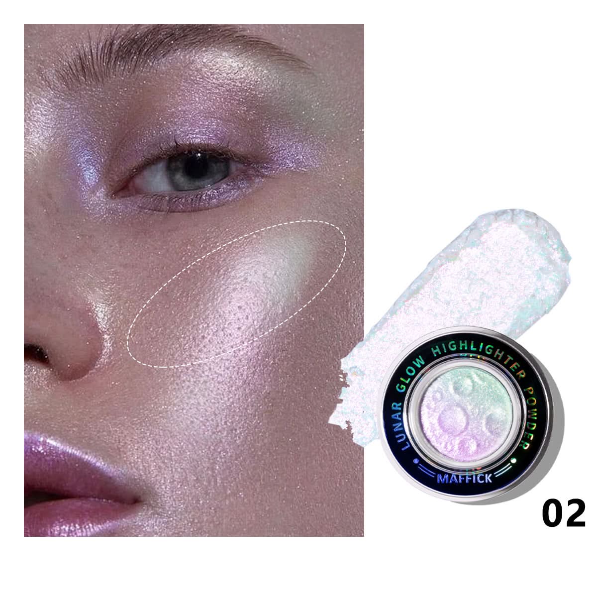 Maffick Planet Highlight Powder –Fine Flash Highlighter, Natural Body & Face Brightener