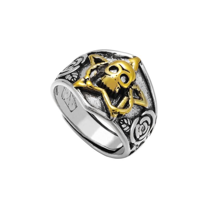 Punk Skull & Star Ring for Men – Retro Gothic Zinc Alloy Jewelry