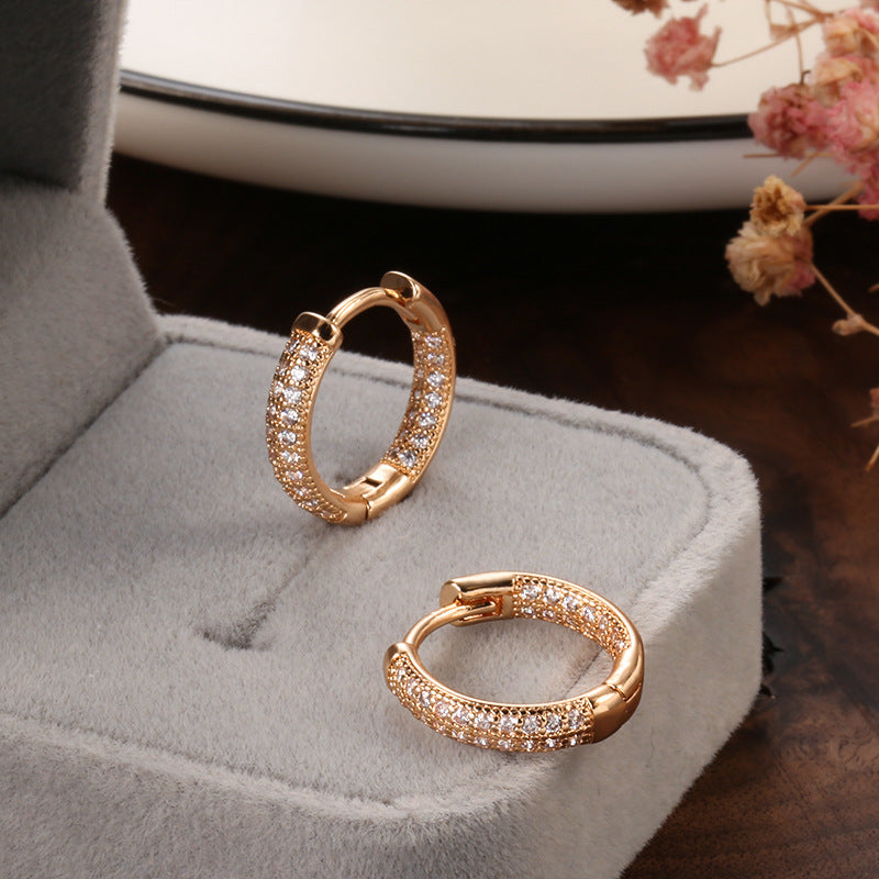 Rose Gold Zircon Earrings – Fashion Geometric Jewelry