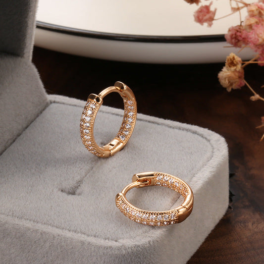 Rose Gold Zircon Earrings – Fashion Geometric Jewelry