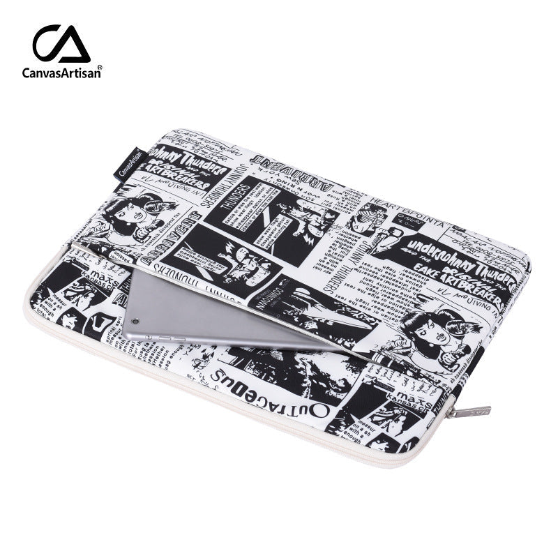 Black-White Comic Laptop Sleeve – Waterproof & Shockproof 13–15 Inch Protective Case