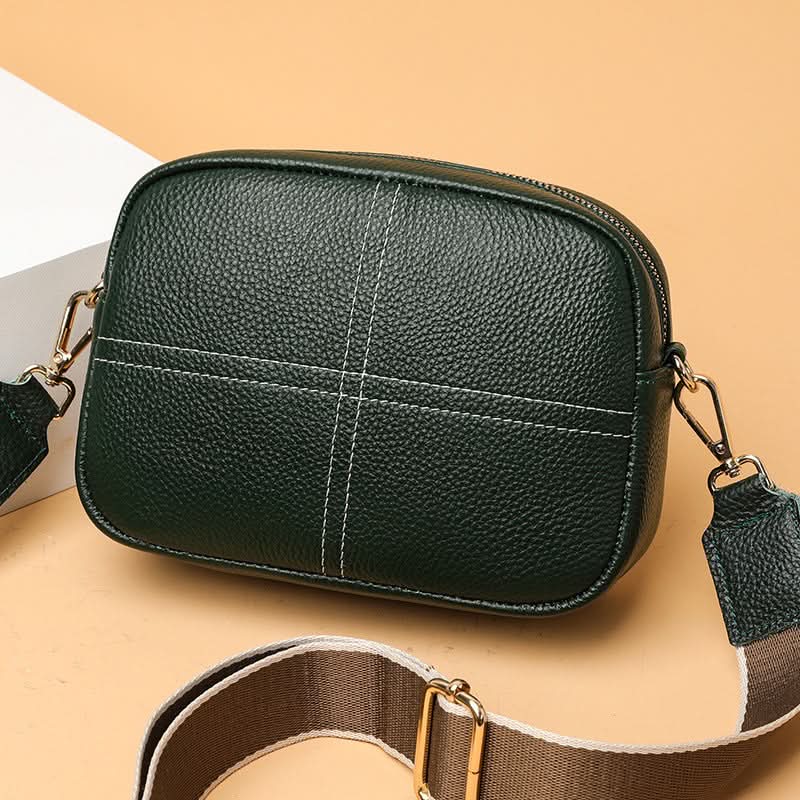 Women's Stylish Small Leather Messenger Bag – With Zipper Closure