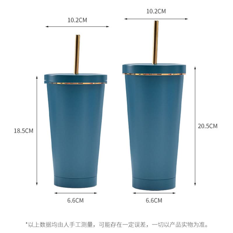 Stainless Steel Vacuum Insulated Coffee Tumbler with Straw – Double-Layer